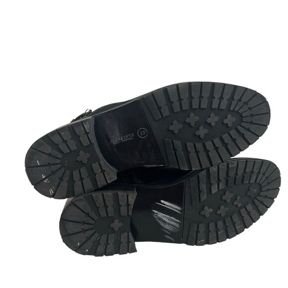 Allsaints Combat Double Strap Buckle Black Lace Up Side Zipper Boots Size 39 9 - Picture 8 of 9